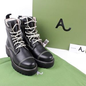 ALEXACHUNG Chunky Lug Sole Military Ankle Boots NIB